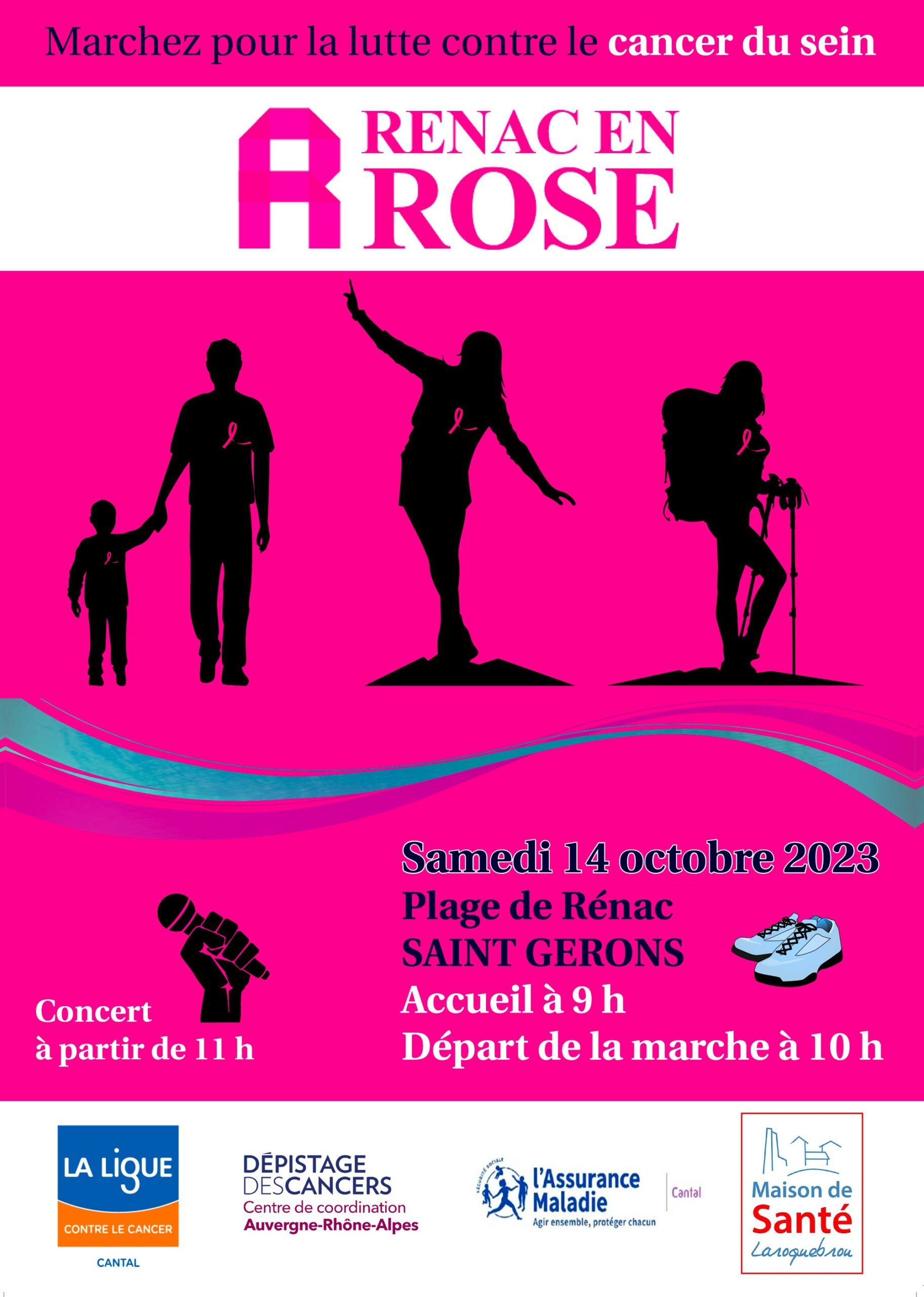 Affiche de Rénac en rose, samedi 14 octobre 2023.