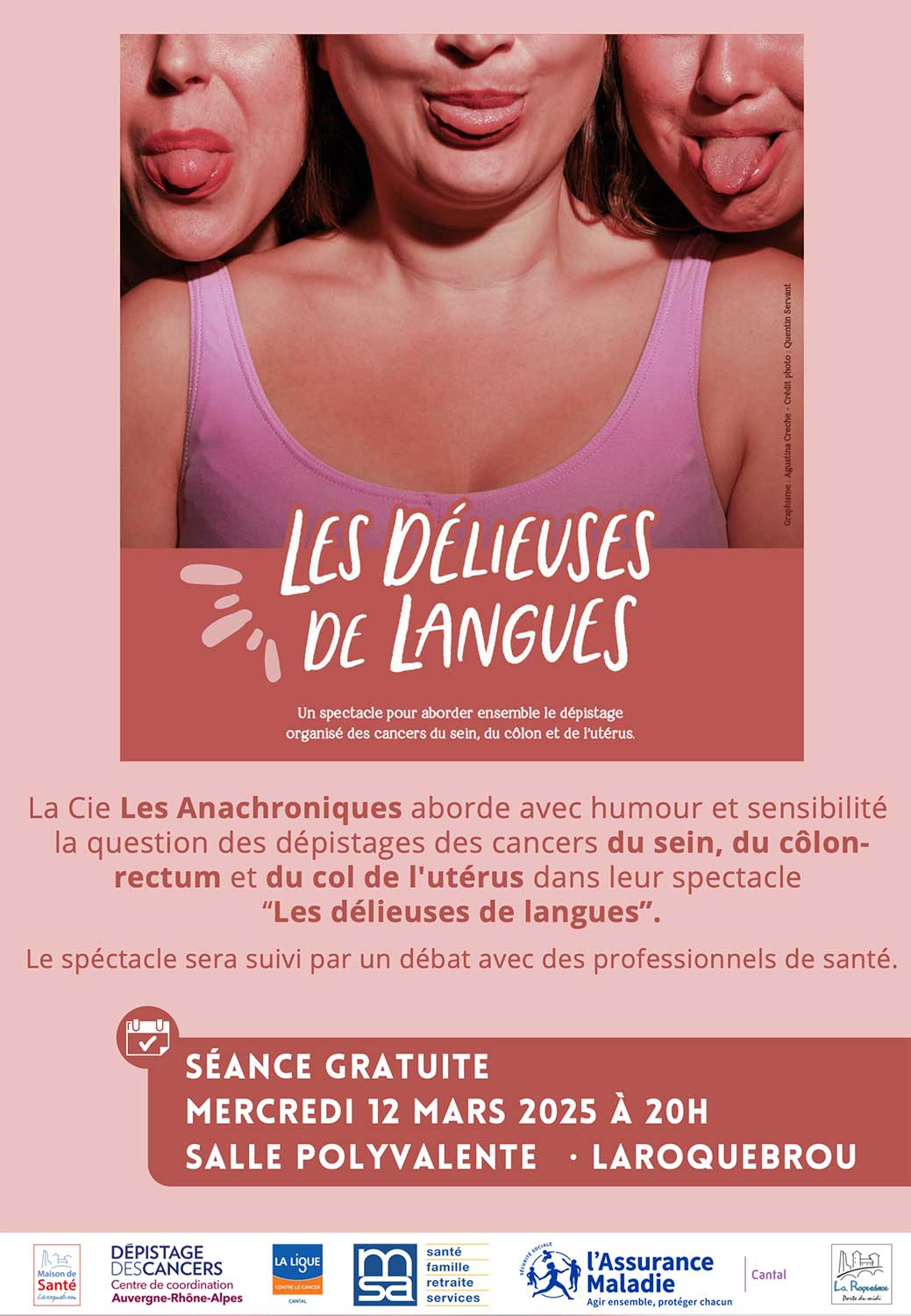 Affiche du spectacle les délieuses de langues, Laroquebrou, mars 2025